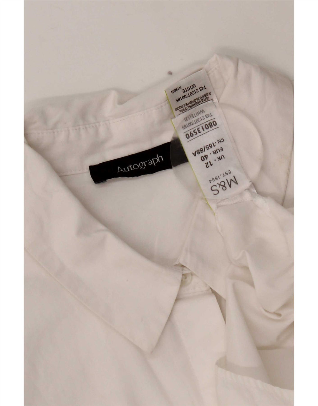 Bluză cămașă cu autograf pentru femei Marks & Spencer UK 12 Bumbac alb mediu