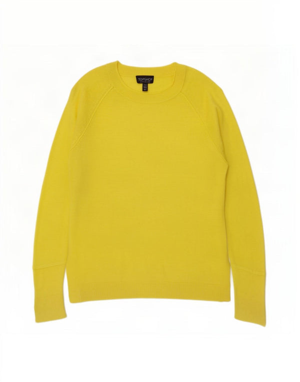 Topshop Pulover supradimensionat pentru femei cu decolteu triplu UK 8 Mic galben viscoză