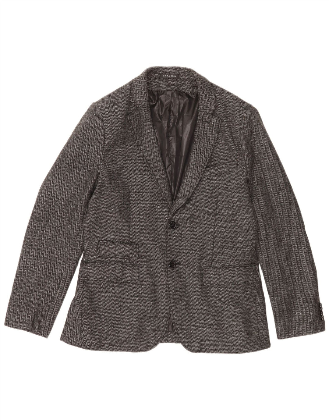 Jachetă pentru bărbați Zara, cu 2 nasturi, EU 52, mare, gri Herringbone