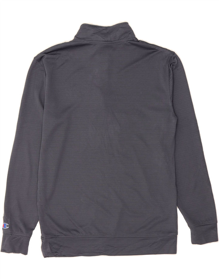 CHAMPION Mens Zip Neck Sweatshirt Jumper Small Navy Blue Pinstripe Vintage Champion and Second-Hand Champion from Messina Hembry 