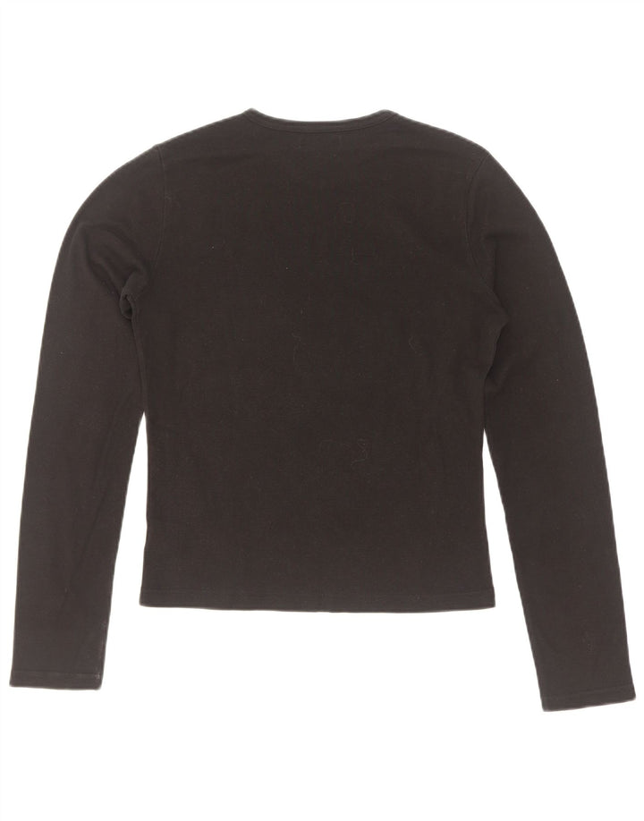Onyx Crop Top pentru femei cu mânecă lungă UK 14, mare, negru, bumbac