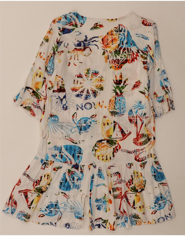 Rochie grafică A-Line Desigual pentru femei UK 10 Small White Animal Print Viscose