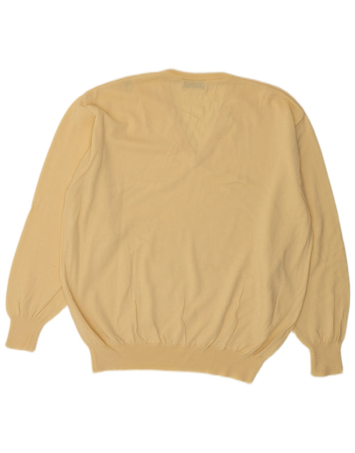 Pulover cu decolteu în V Supermaglia pentru bărbați, lână galbenă medie