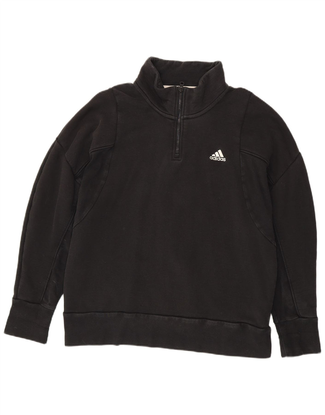 Hanorac pentru bărbați Adidas, cu fermoar și gât, Jumper mare, negru, bumbac