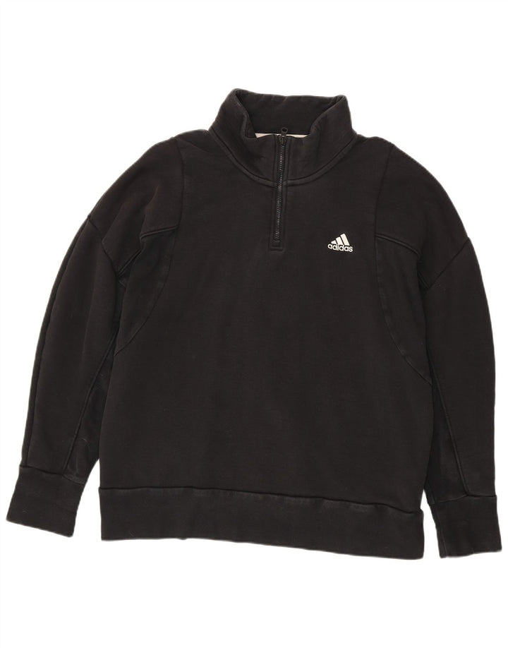 Hanorac pentru bărbați Adidas, cu fermoar și gât, Jumper mare, negru, bumbac