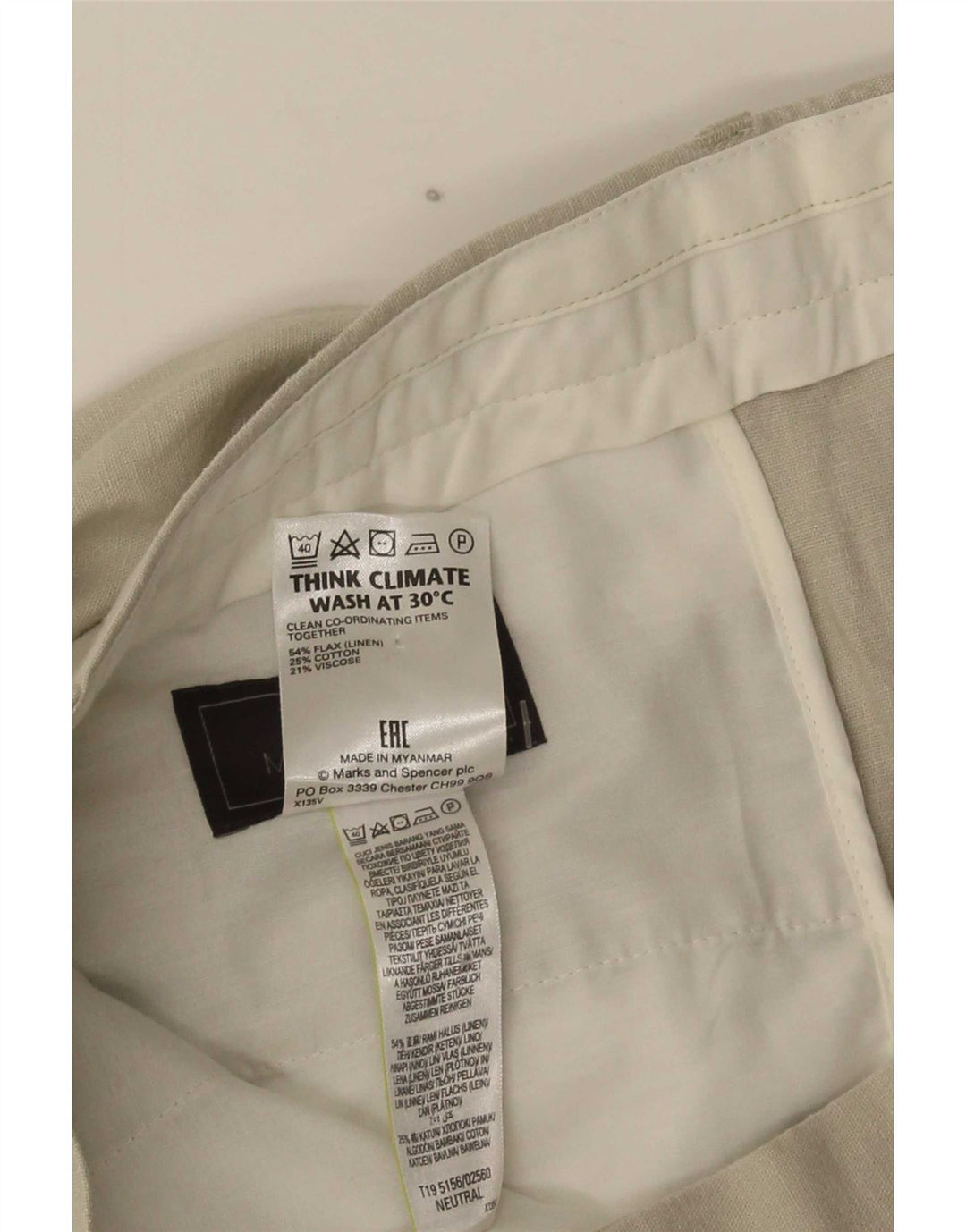 Pantaloni chino pentru bărbați Marks & Spencer, cu ajustare normală, L36 L33, bej, in