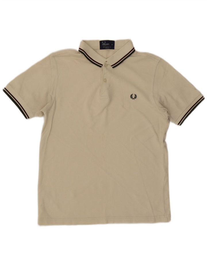 Cămașă polo pentru bărbați Fred Perry, slim, din bumbac alb mediu