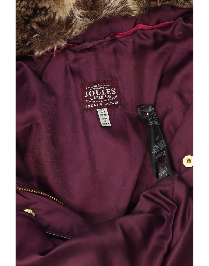 JOULES Palton căptușit cu glugă supradimensionat pentru femei UK 8 Poliester violet mic