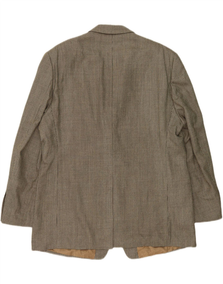 CHAPS Mens 2 Button Blazer Jacket UK 46 3XL Beige Houndstooth Silk