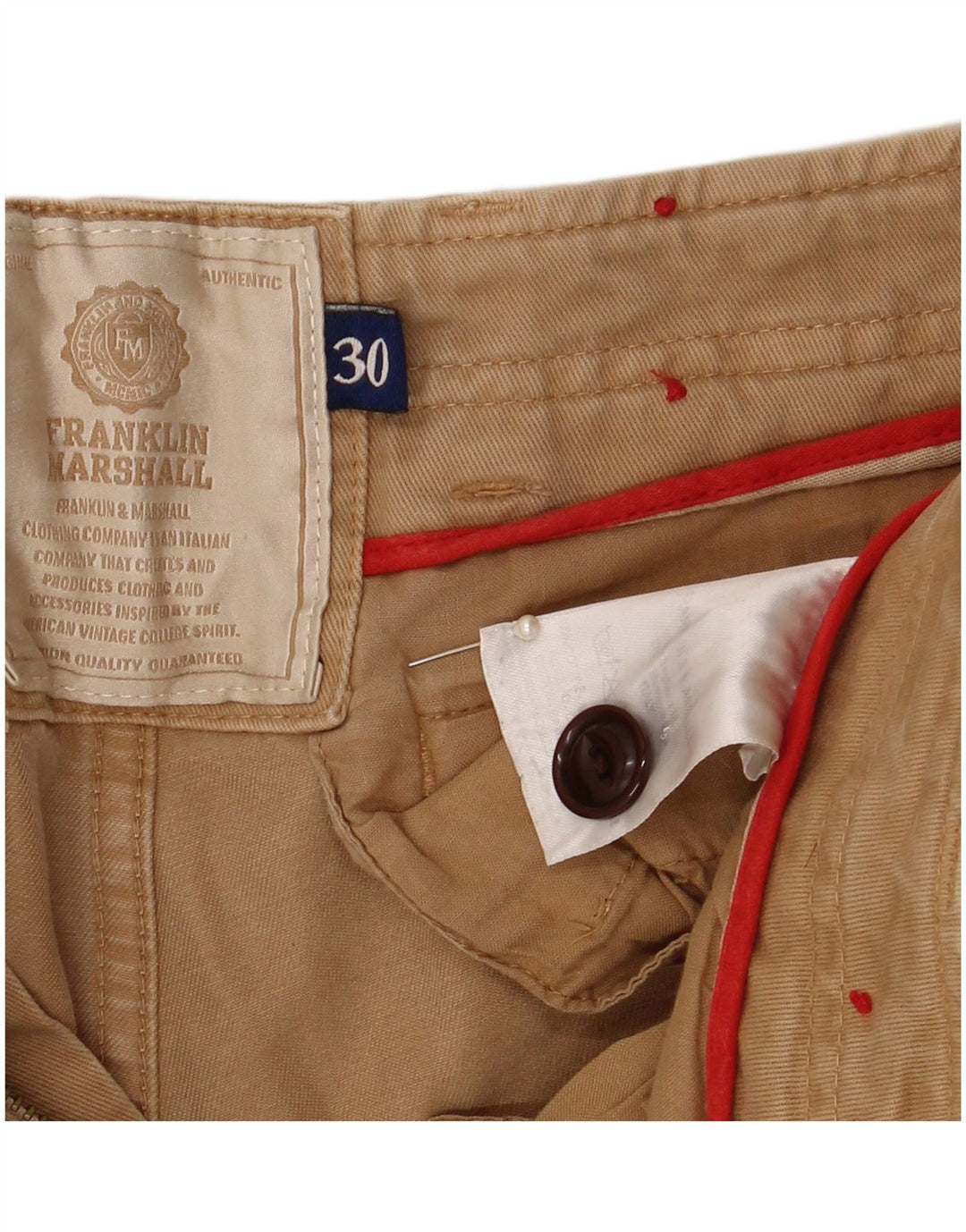 Pantaloni cargo drepti pentru bărbați Franklin Marshall W30 L32 bumbac bej