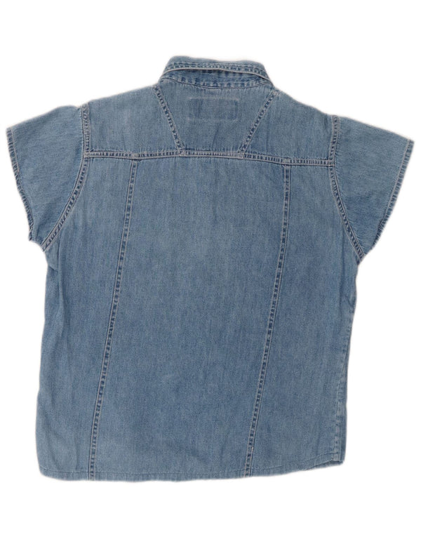 Cămașă Mondial pentru femei cu mânecă scurtă din denim UK 14 Large Blue