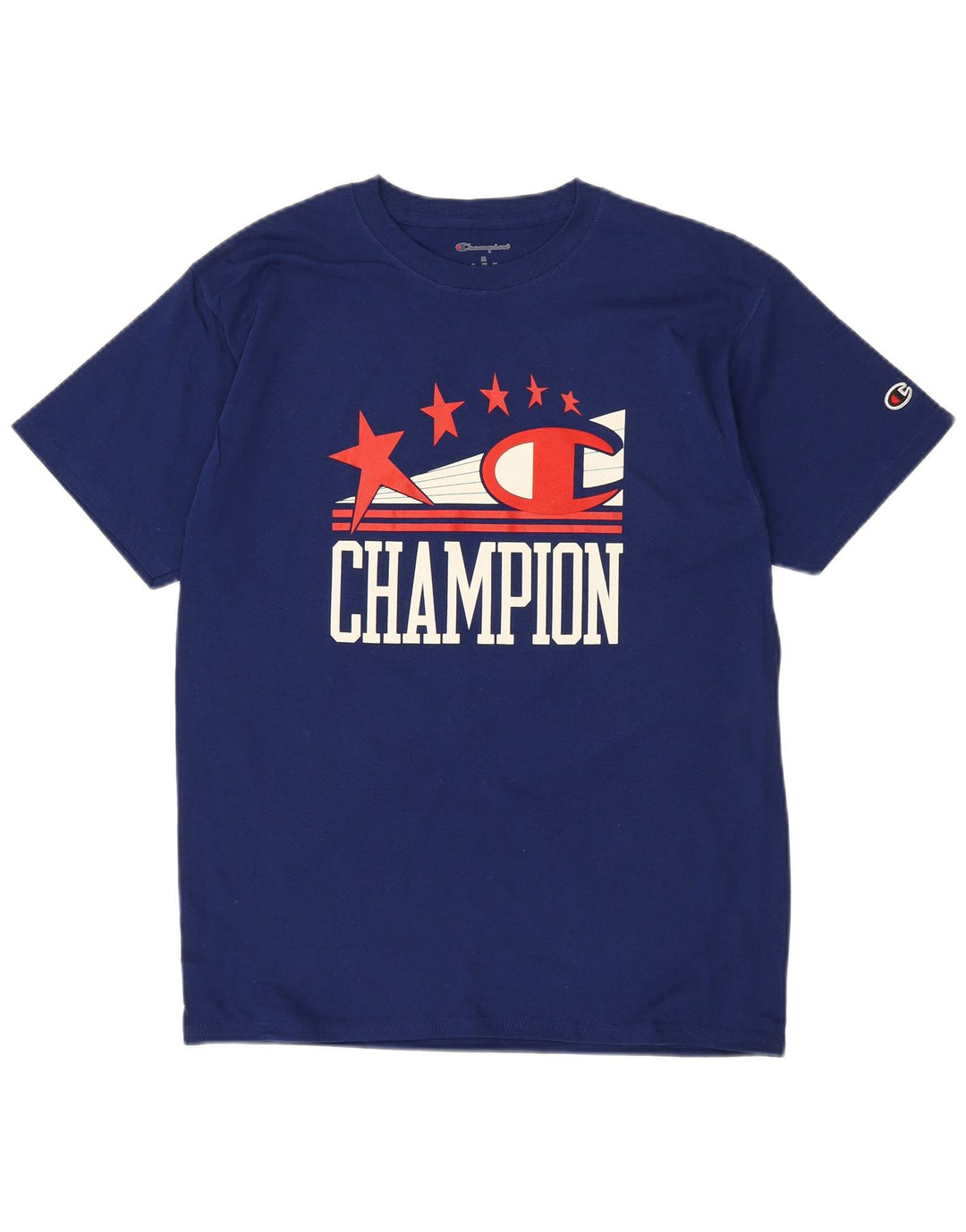 Tricou grafic pentru bărbați CHAMPION Top mediu din bumbac bleumarin