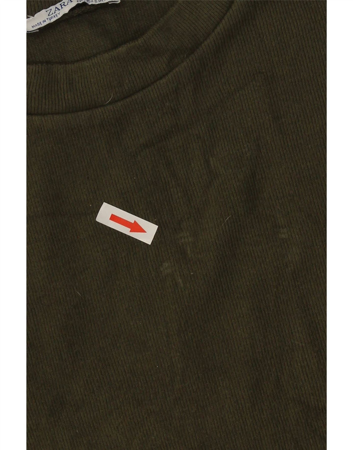 Crop Top pentru femei Zara cu mânecă lungă UK 10 Small Green