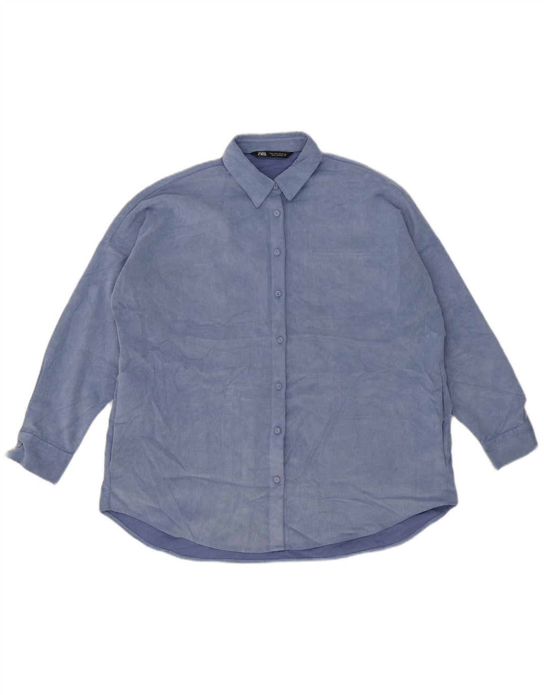 Cămașă oversize din velur pentru femei Zara UK 10 Poliester albastru mic