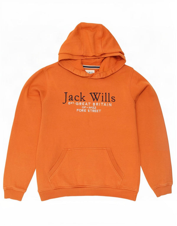 Pulover cu glugă cu grafic Jack Wills pentru băieți, 14-15 ani, bumbac portocaliu