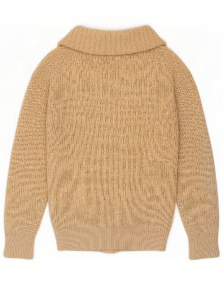 Vintage Mens Cardigan Pulover Medium Beige Wool
