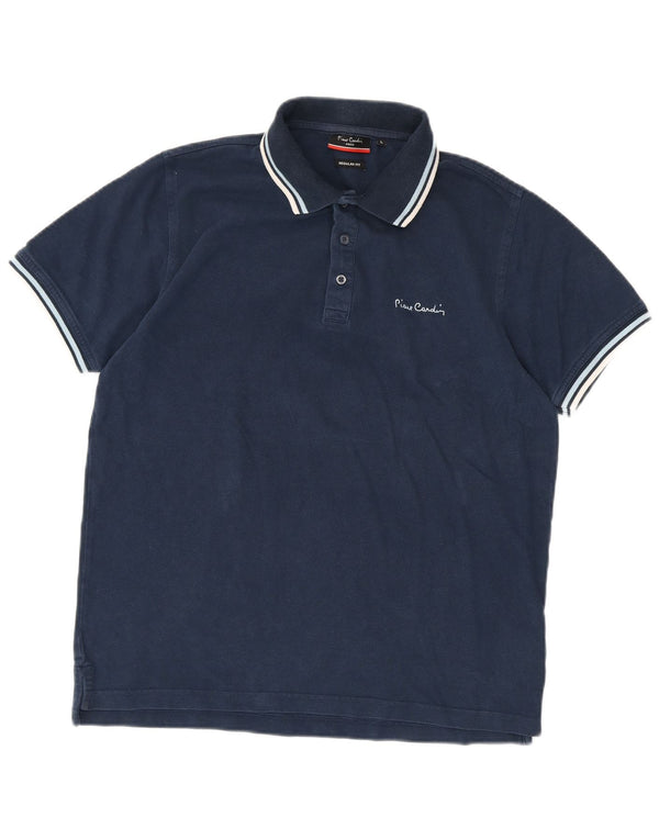 Cămașă polo pentru bărbați Pierre Cardin, cu tăiere obișnuită, mare din bumbac cu dungi bleumarin