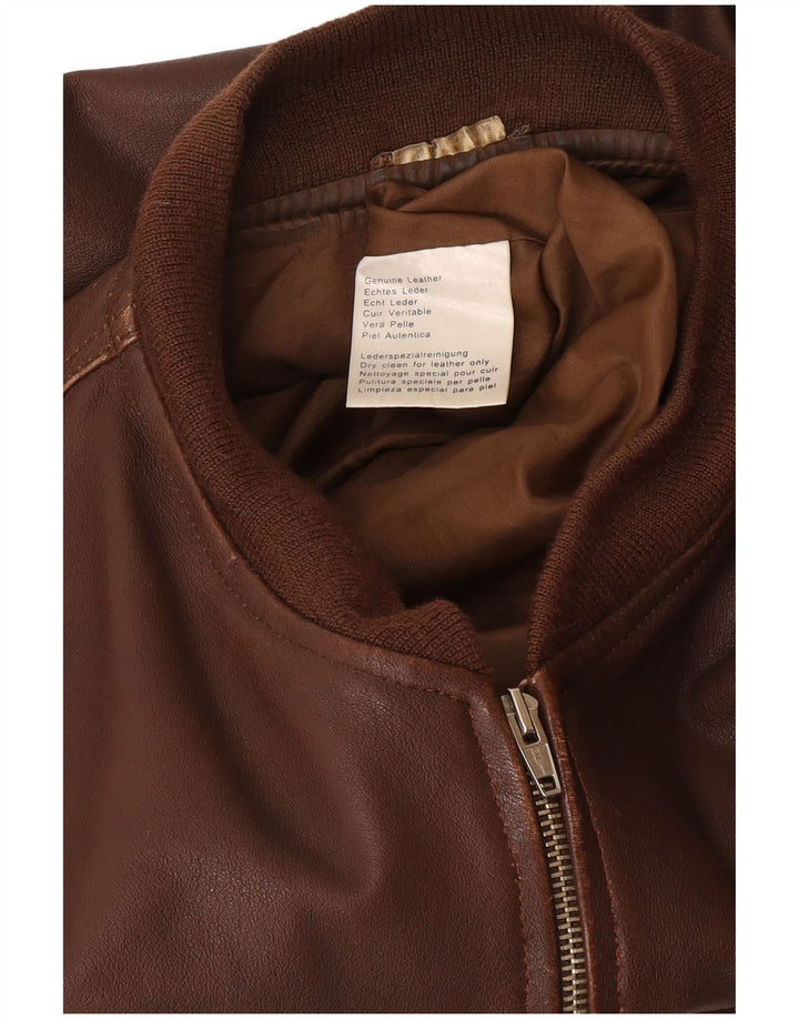 Jachetă de piele vintage pentru bărbați UK 40, mare, maro, din piele