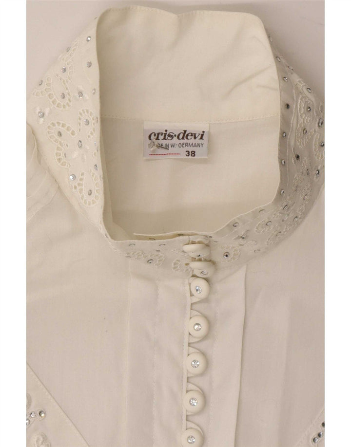 Bluză cămașă pentru femei Cris Devi EU 38 Medium White Floral
