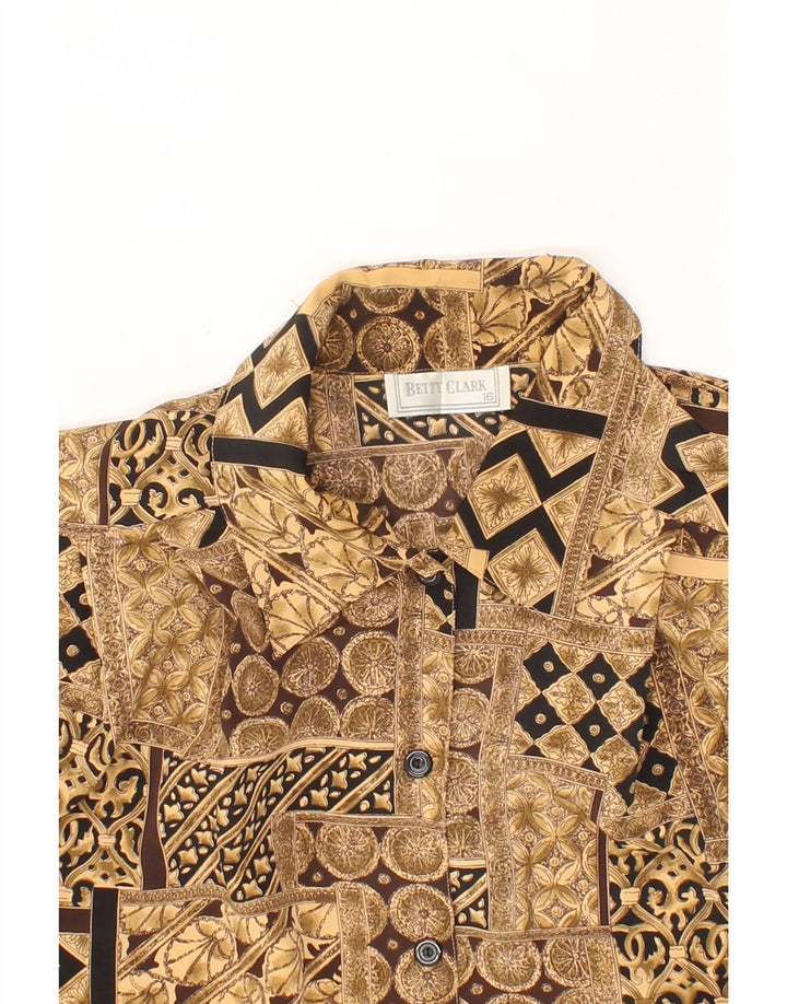 VINTAGE Womens Shirt UK 16 Large  Brown Patchwork Polyester Vintage Vintage and Second-Hand Vintage from Messina Hembry 