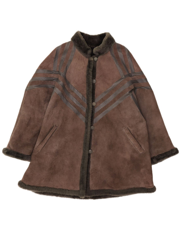 Palton vintage pentru femei din shearling UK 14 gri mediu