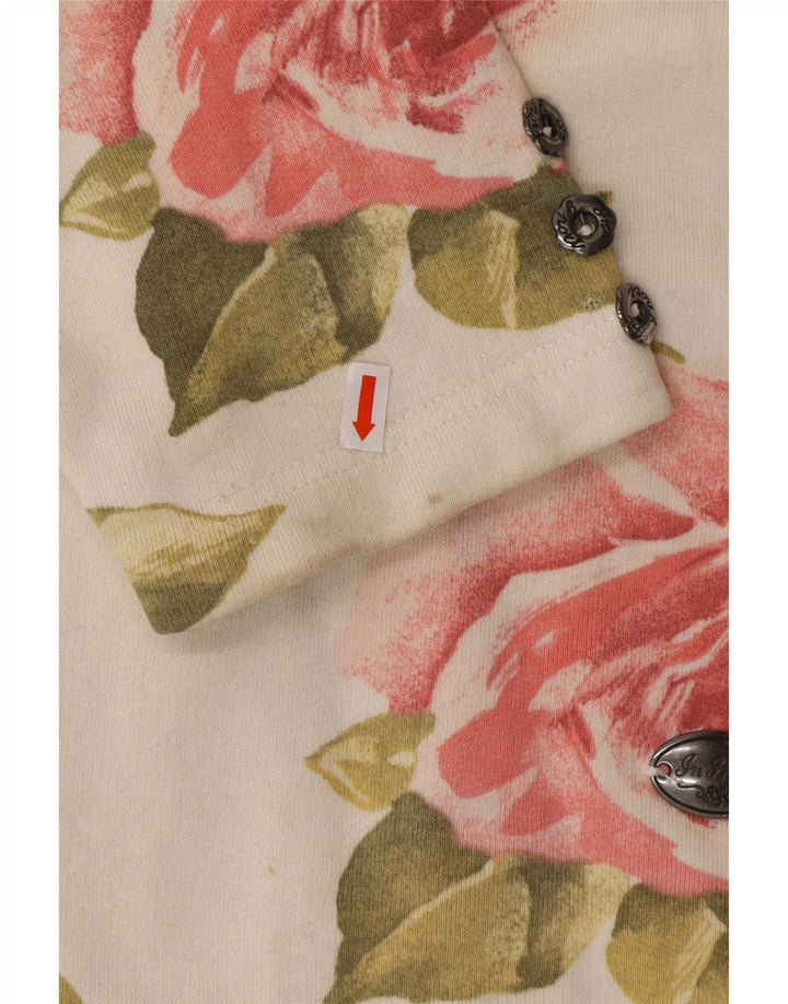 VINTAGE Top pentru femei cu mânecă lungă UK 16 mare bumbac floral alb