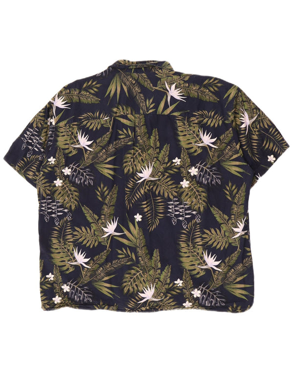 Cămașă cu mânecă scurtă Jack & Jones pentru bărbați, bumbac floral, albastru marin 2XL