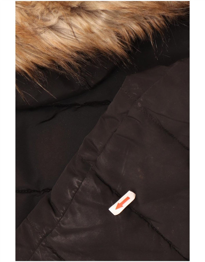 Jachetă căptușită cu glugă Topshop pentru femei UK 12 Poliester mediu negru