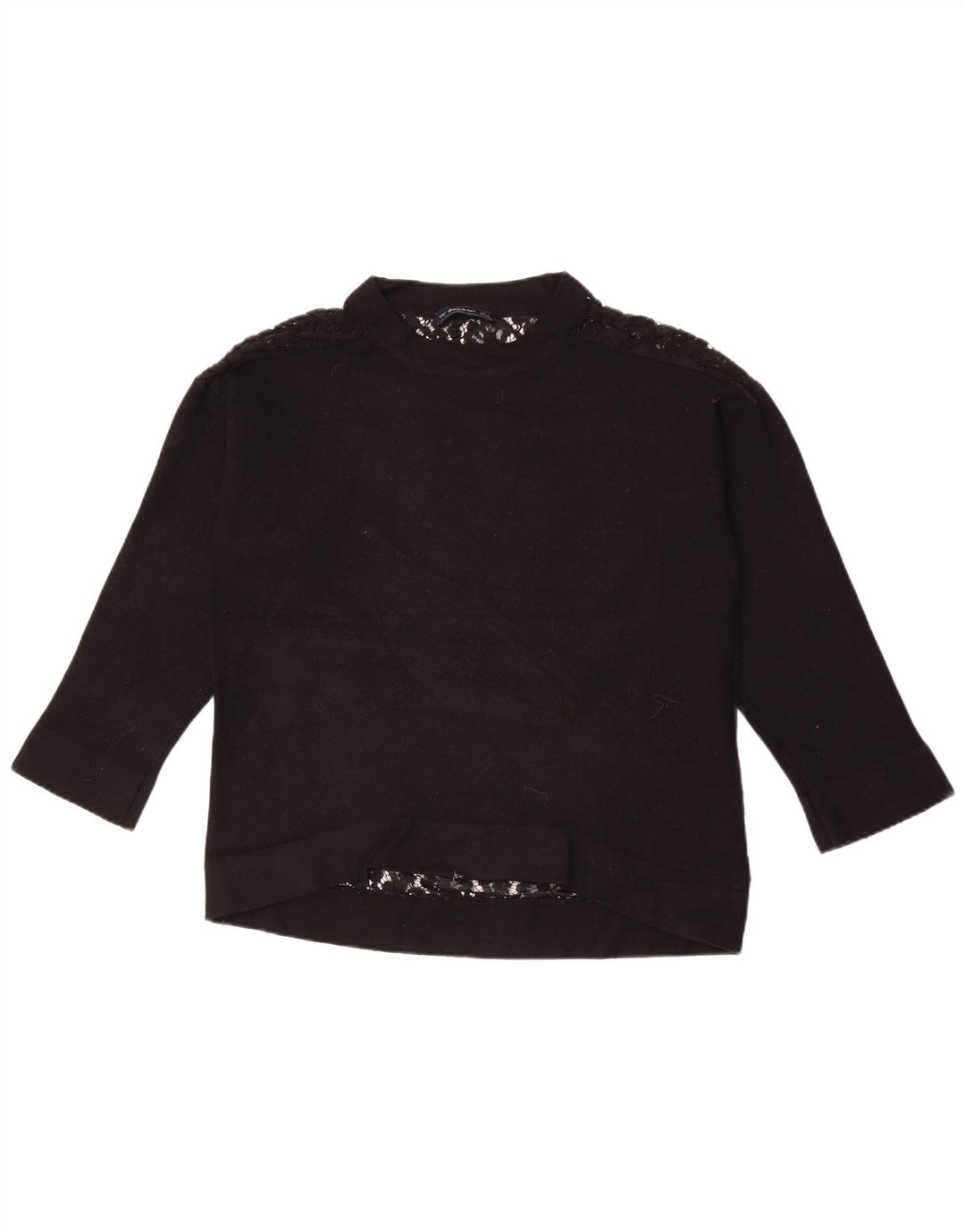 Top femeie Zara cu mânecă lungă UK 14 Medium Negru Floral