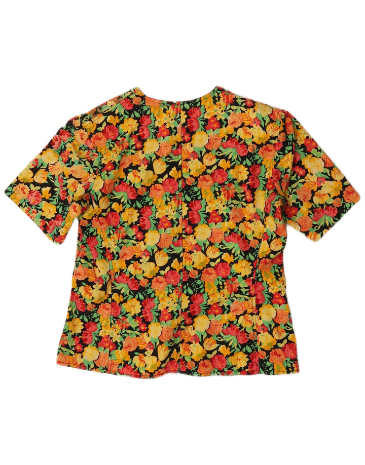 Jachetă pentru femei VINTAGE cu 3 nasturi IT 46 mare, multicoloră, florală