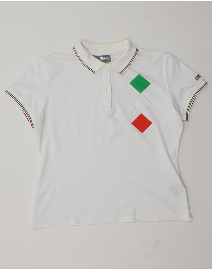 Tricou polo Slam pentru femei UK 14, mare, alb, poliamidă Argyle/Diamond