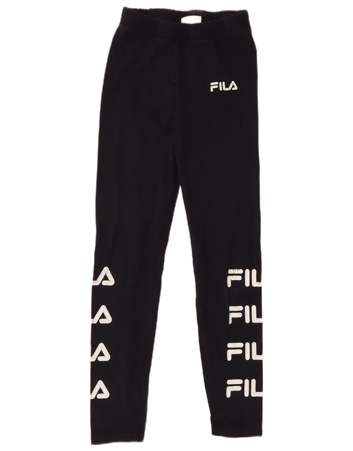 Leggings cu grafic pentru femei FILA UK 10, bumbac negru mic