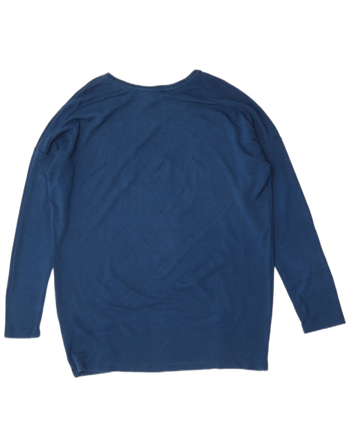 Topshop Top supradimensionat pentru femei cu mânecă lungă UK 12 Medium Blue Viscose