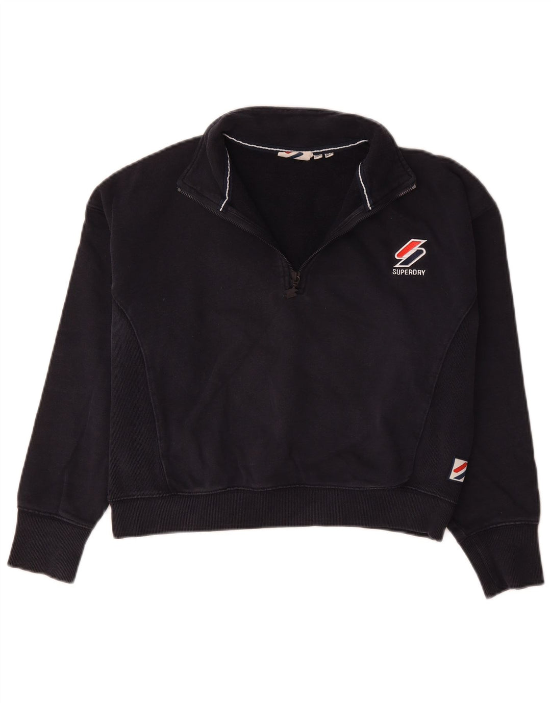 Pulover pentru femei Superdry Crop Zip Gât, UK 12 Medium Bleumarin