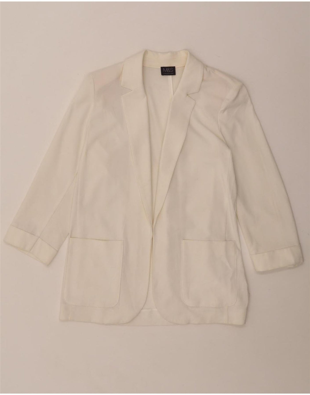 MARKS & SPENCER Jachetă pentru femei cu mâneci 3/4 deschise, UK 12 Medium White