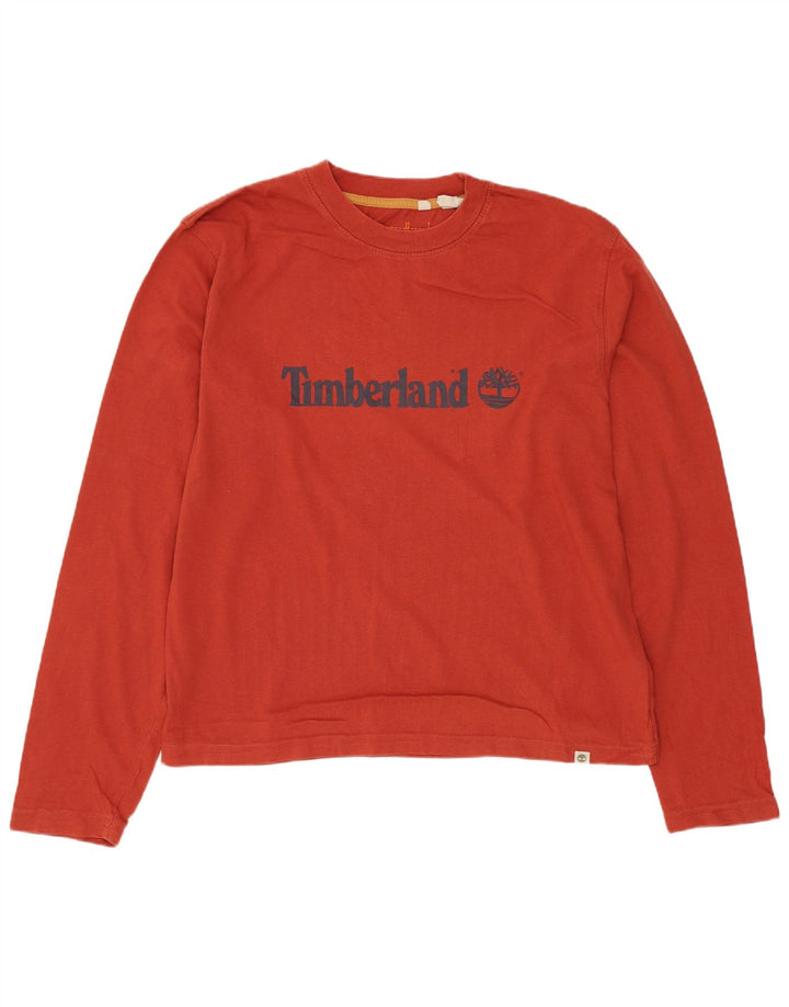 Top grafic Timberland pentru bărbați, cu mânecă lungă, roșu mediu, bumbac