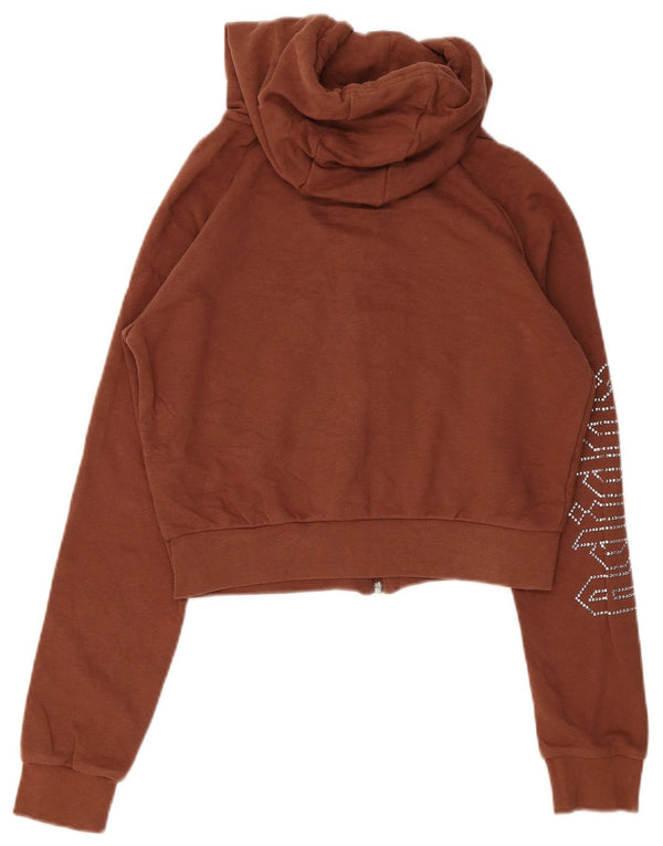 Pulover Adidas pentru femei Graphic Zip Hoodie UK 12 Bumbac maro mediu