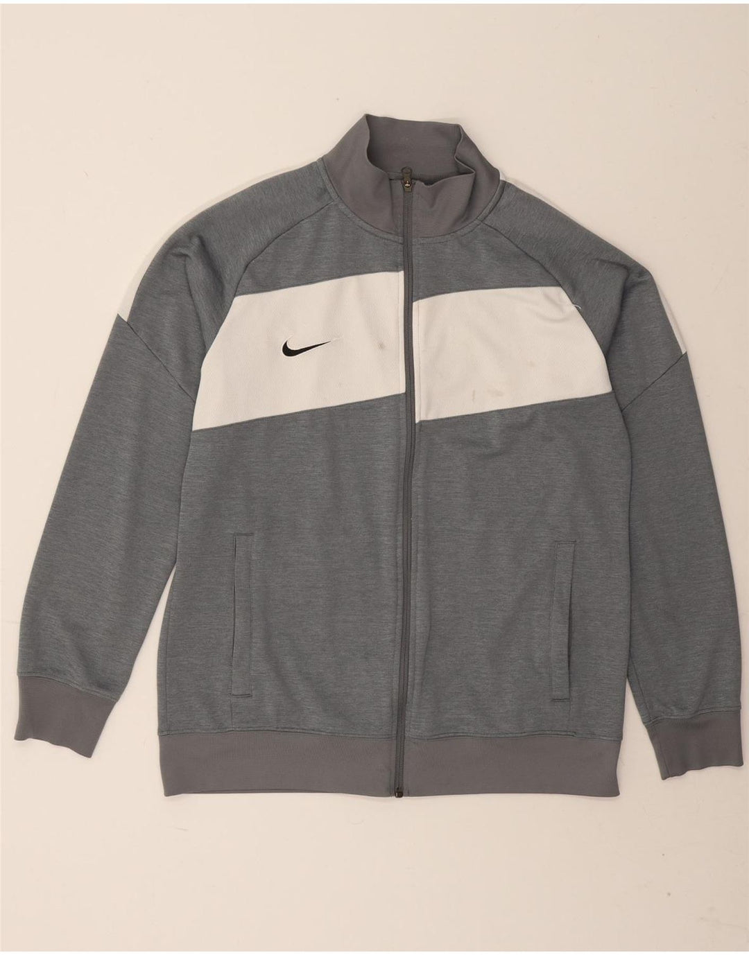 Jachetă de top pentru trening Nike Dri Fit pentru bărbați, mare, gri, poliester color bloc