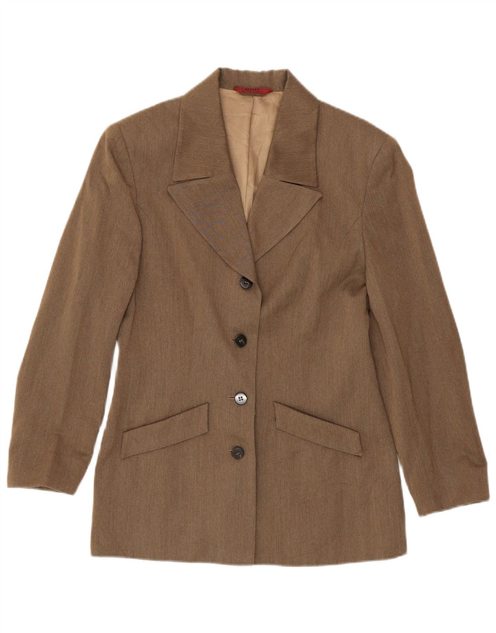 Jachetă blazer pentru femei Sisley cu 4 nasturi UK 10 mic maro viscoză