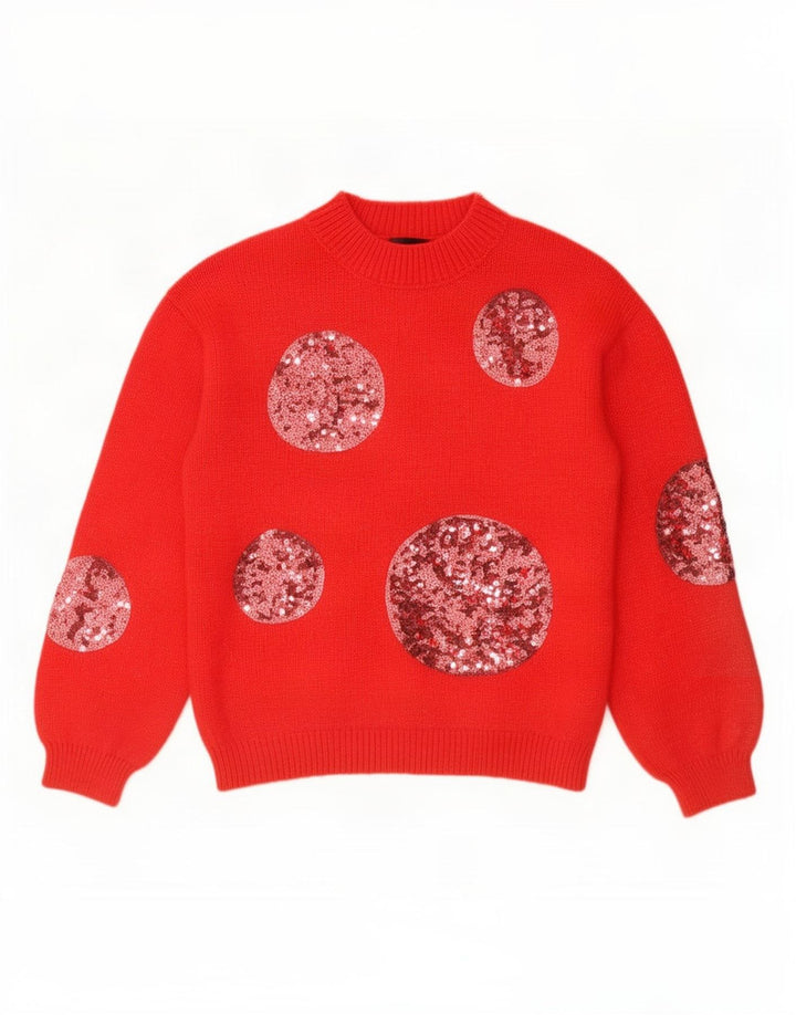 Pulover cu gât țestoasă pentru femei Marks & Spencer UK 10 Small Red Geometric