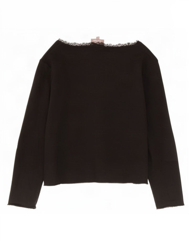 Crop Top pentru femei Phase Eight cu mâneci 3/4 UK 12 Medium Black Viscose