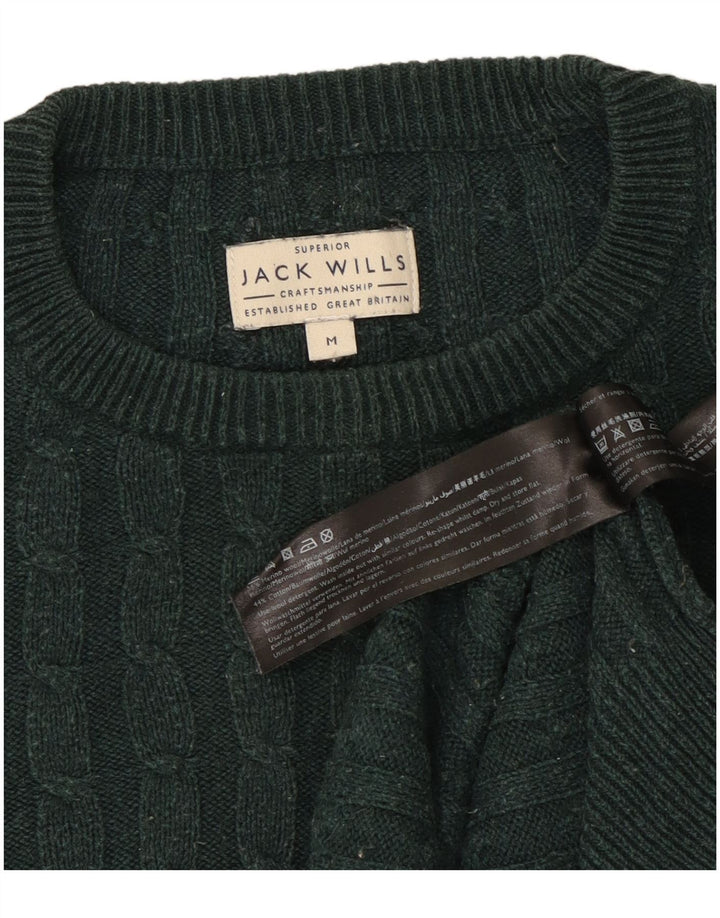 Pulover Jack Wills pentru bărbați, cu gât crew, lână verde medie