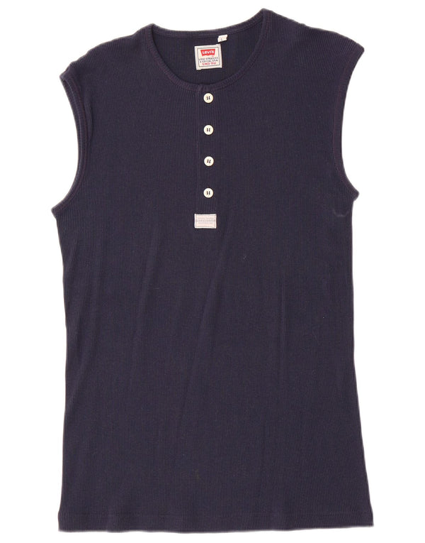 Levi's Femei Vest Vest Top UK 14 Large Bleumarin