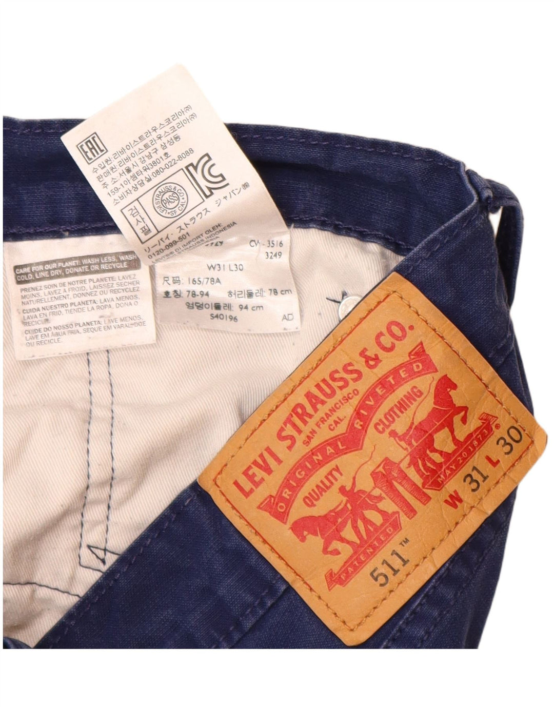 Pantaloni casual 511 slim LEVI'S pentru bărbați, L31 L30, bumbac bleumarin