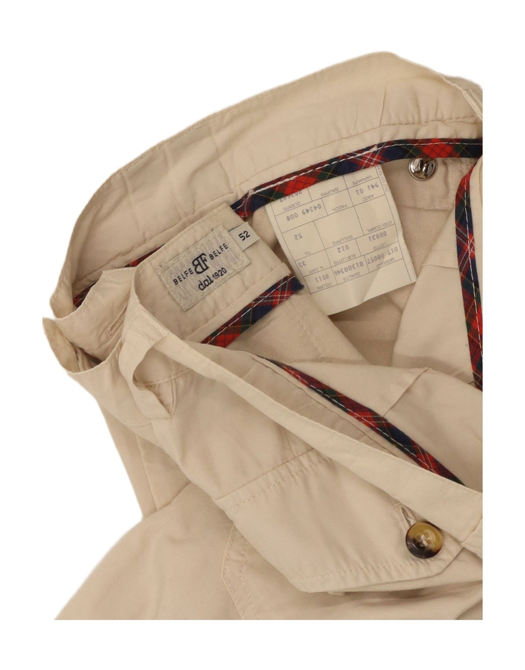 BELFE & BELFE Pantaloni scurți chino pentru bărbați IT 52 XL W36 bej bumbac