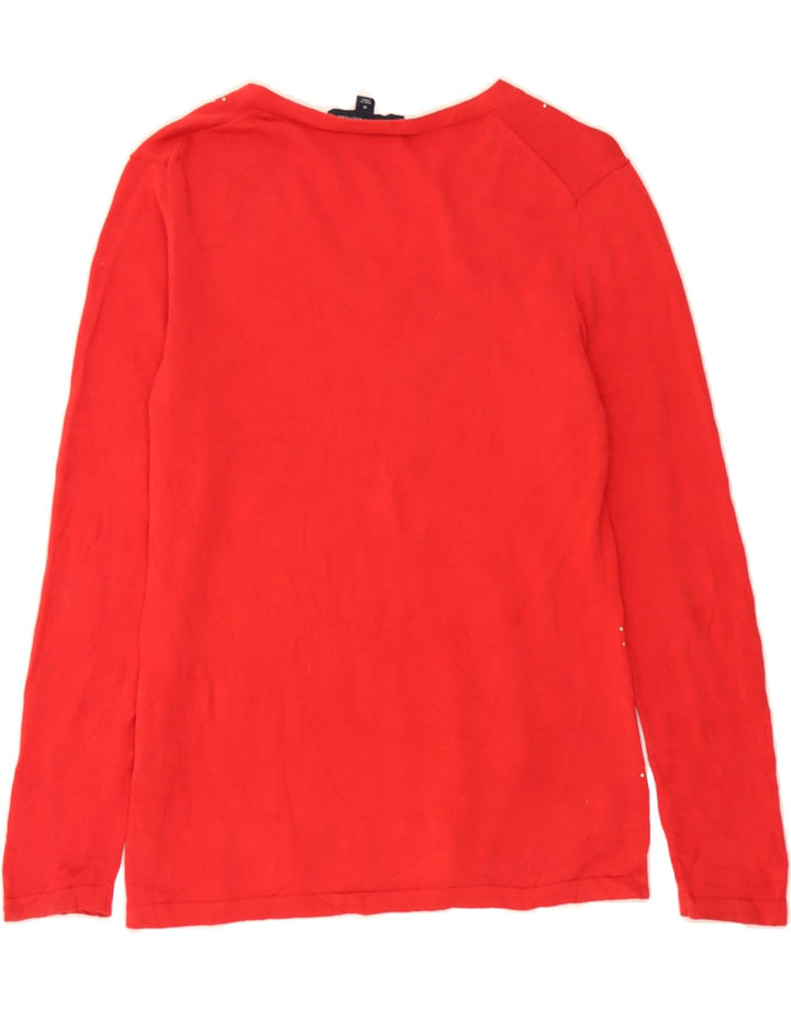 TOMMY HILFIGER Womens V-Neck Jumper Sweater UK 14 Medium Red Vintage Tommy Hilfiger and Second-Hand Tommy Hilfiger from Messina Hembry 