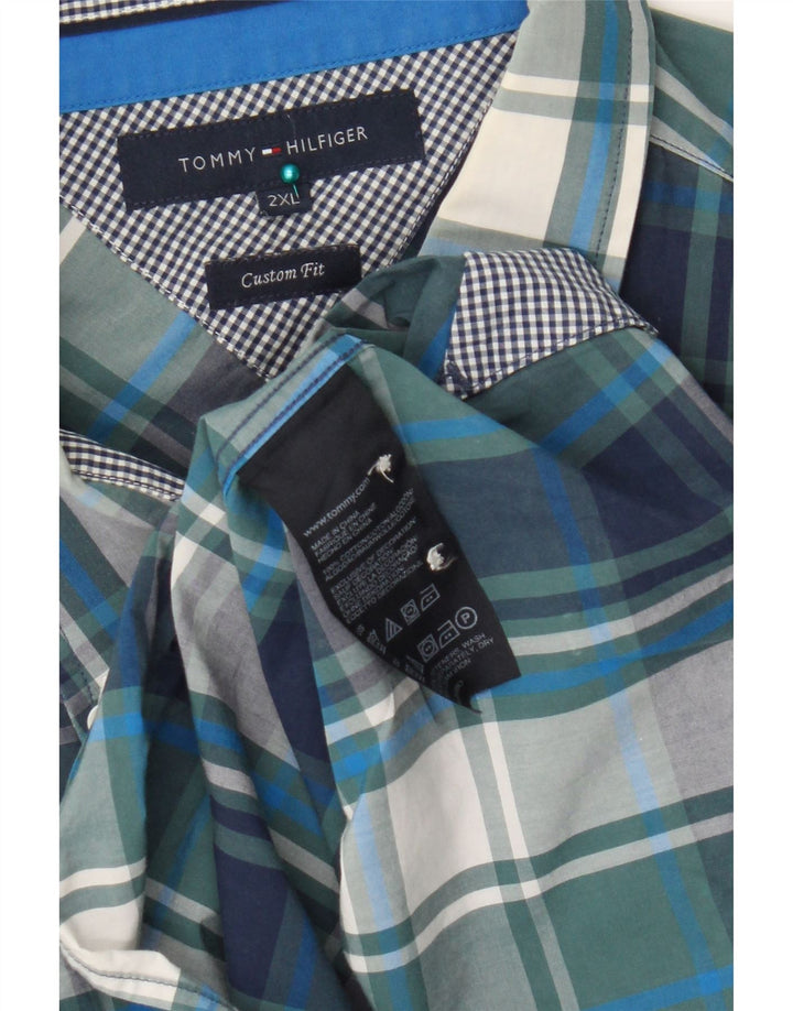 Cămașă personalizată pentru bărbați Tommy Hilfiger, bumbac cu check albastru 2XL