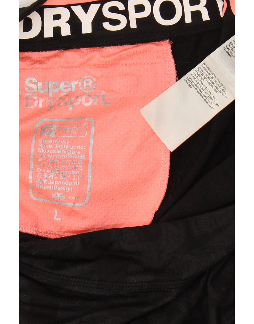 Pantaloni scurti sport grafic SUPERDRY pentru femei UK 14, mari, negru, poliester