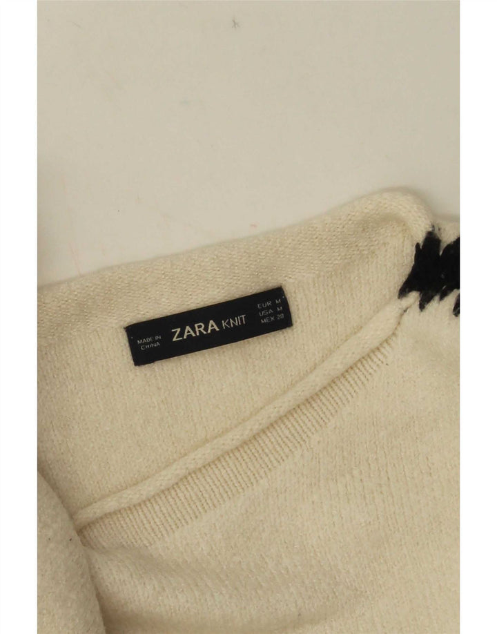 Pulover pentru femei Zara, cu gât de barcă, UK 14 Medium White Colorblock