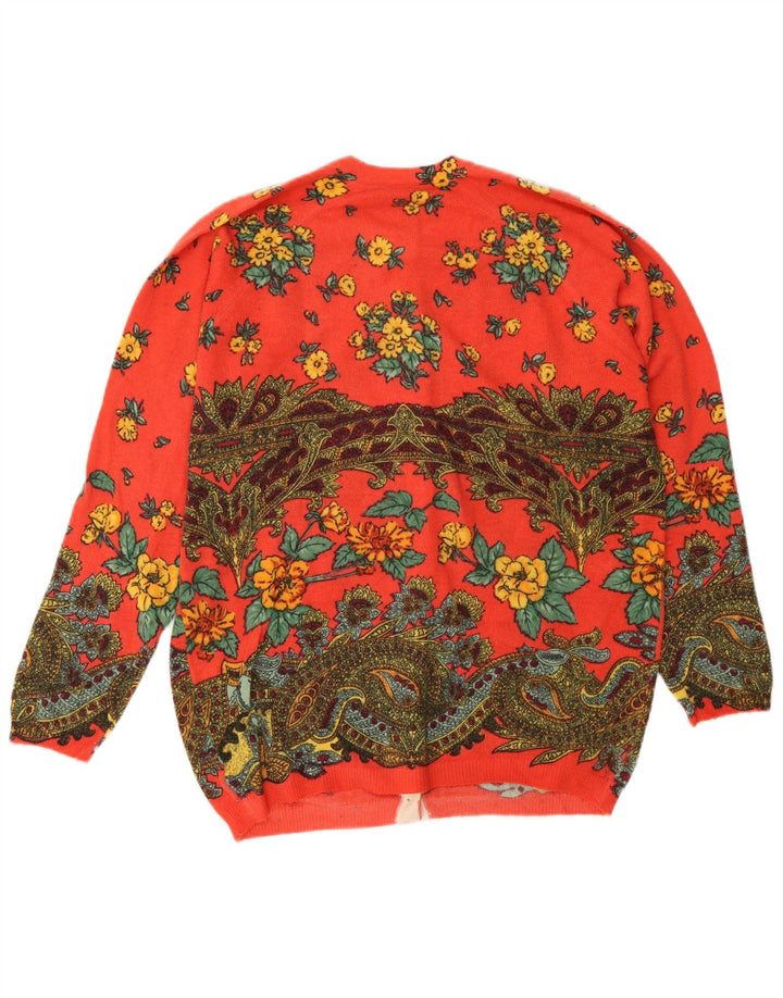 Pulover Cardigan Vintage pentru Damă IT 44 Roșu Mediu Floral